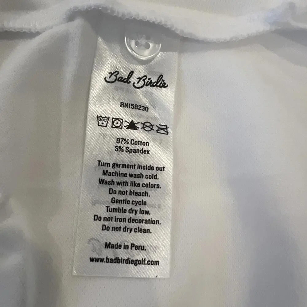 $84 Bad Birdie Pique Golf Polo Shirt Mens M White Navy Red Shirt Short Sleeve - Picture 6 of 9